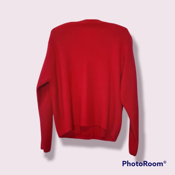 Karen Scott 100 % Wool Cardigan Sweater Size L Red - Picture 3 of 4